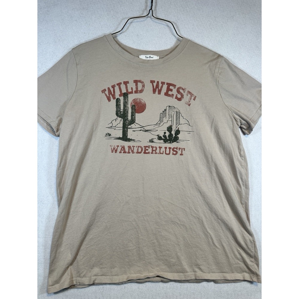 Tres Bien Womens Short Sleeve Wild West Wonderlust Tshirt Tan L